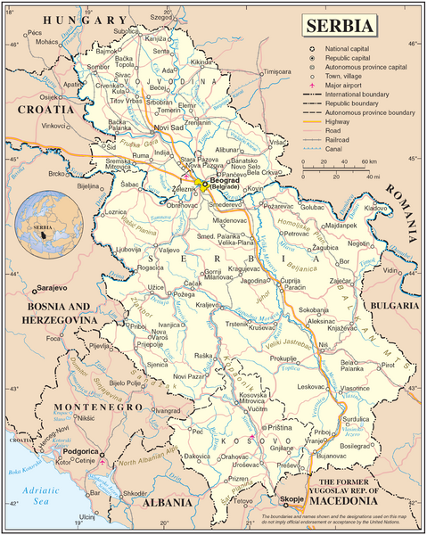 Serbia and surrounding area Map