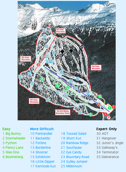 Shames Mountain Ski Trail Map
