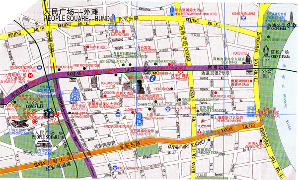 Shanghai People's Square to Bund Tourist Map