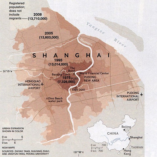 Shanghai population change Map
