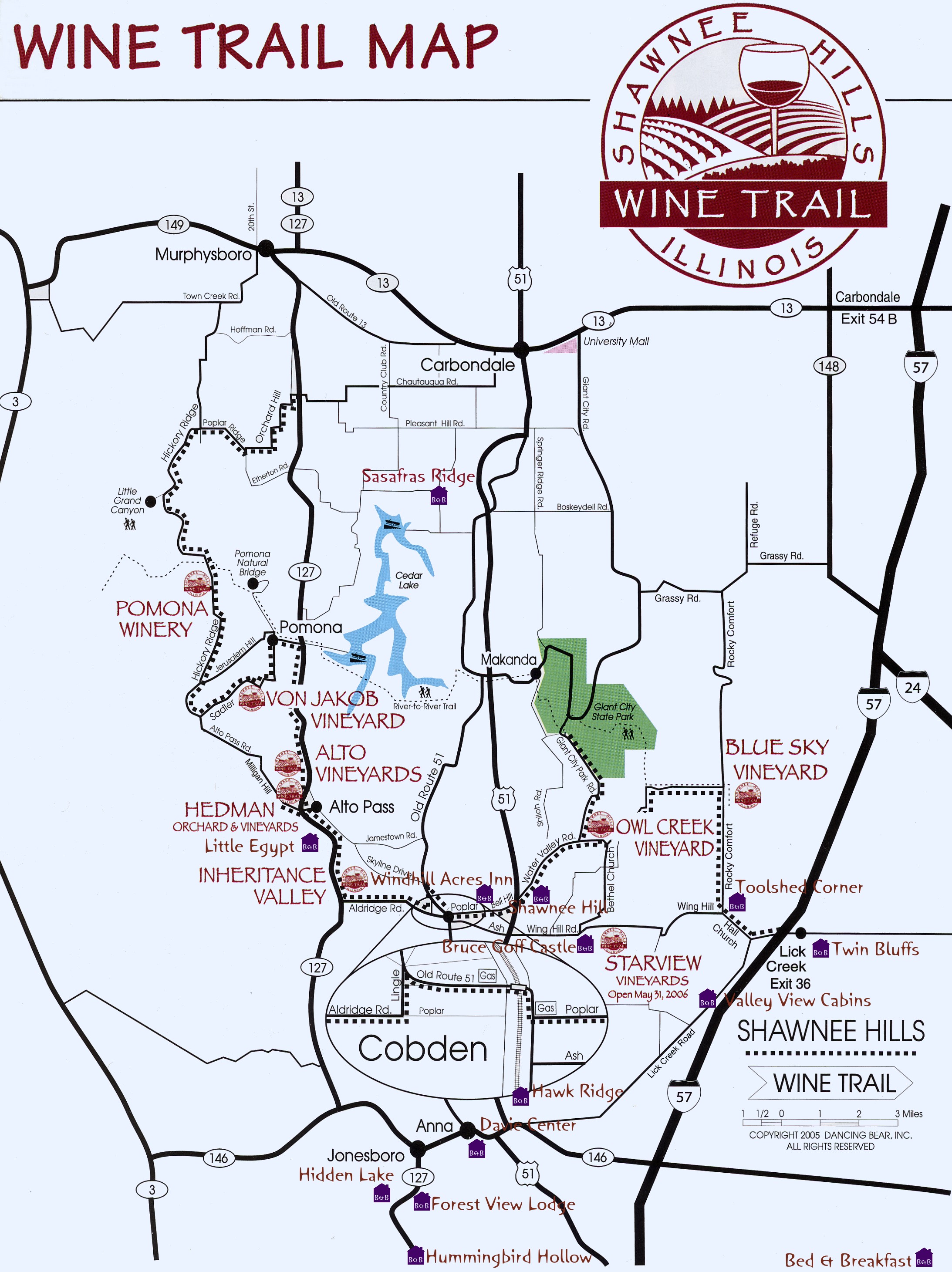 Shawnee Hills Wine Trail Map murphysboro illinois • mappery