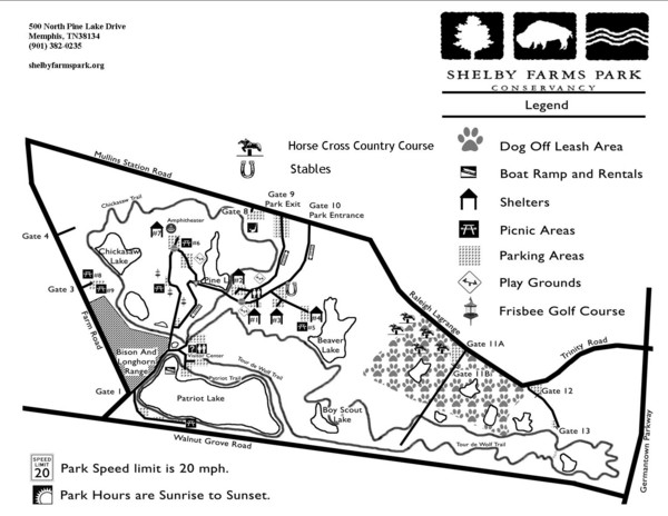 Shelby Farms Park Activities Areas Map