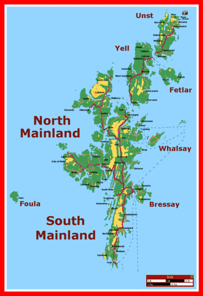 Shetland Islands Tourist Map