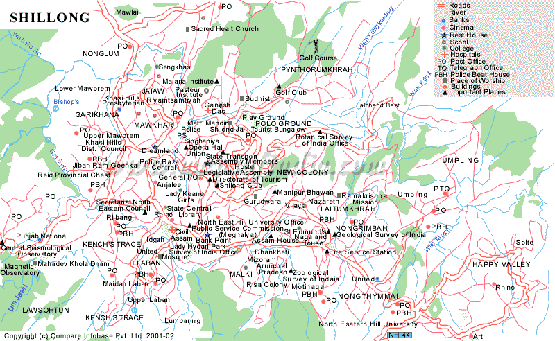 Shillong City Map - shillong india • mappery
