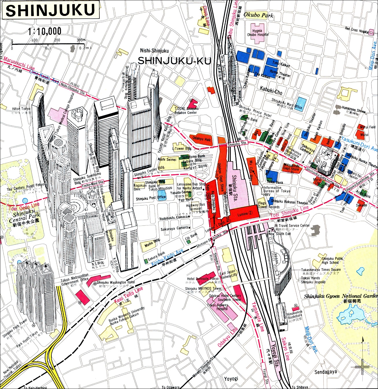 Shinjuku Tokyo Japan Tourist Map - Shinjuku Tokyo Japan • mappery