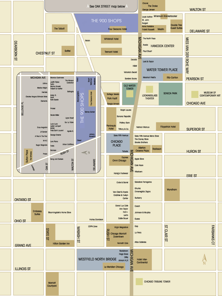 Shopping Map Of Chicago Chicago Illinois Mappery