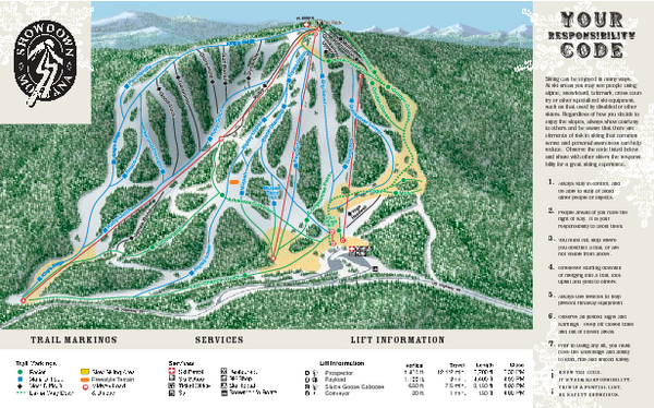 Showdown Ski Area Ski Trail Map