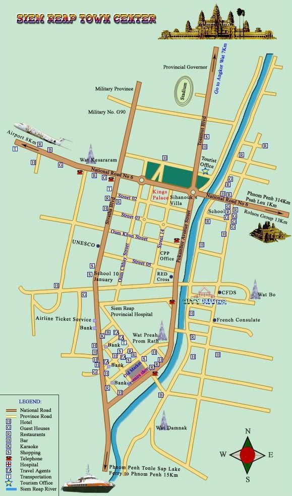 Siem Reap City Map Siemreab Tourist Map - Siem Reap • Mappery