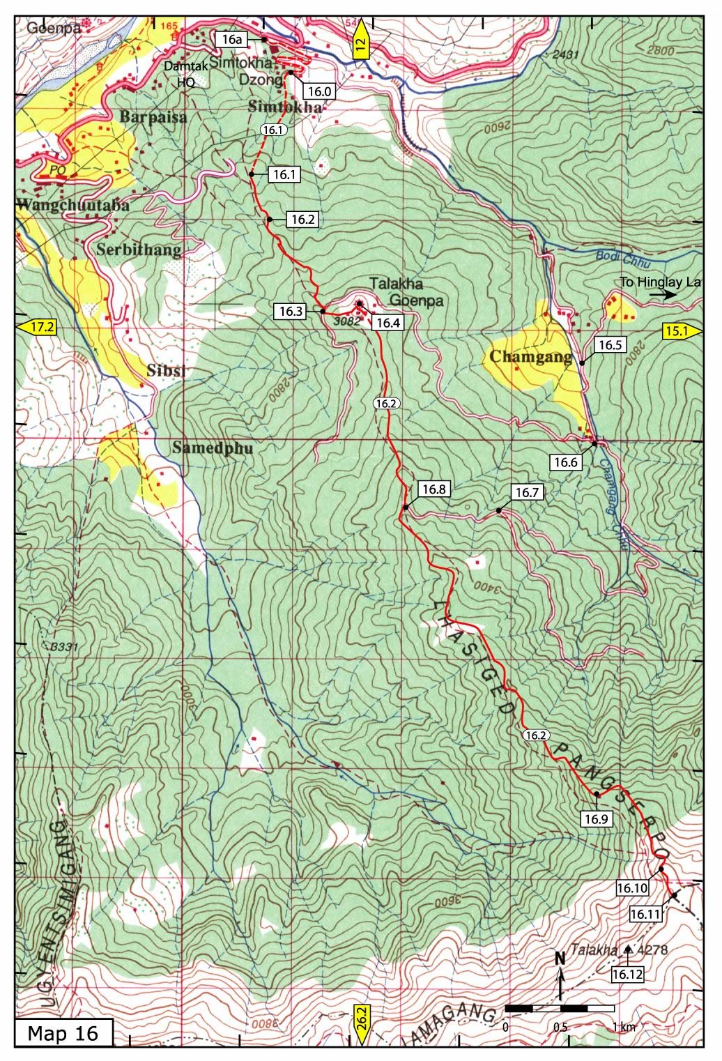 Topographic Map Of Thimphu Simtokha-Talakha Trail Near Thimphu Map - Thimphu • Mappery