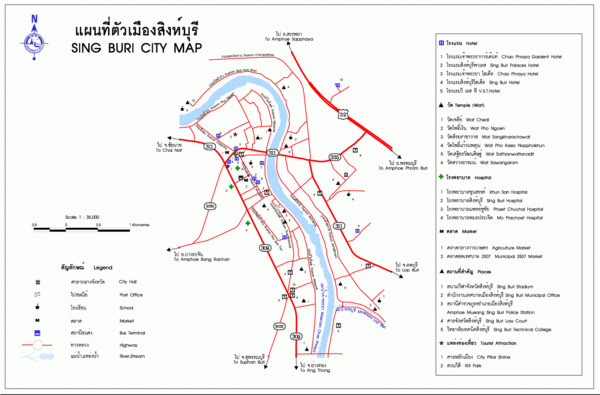 Sing Buri Tourist Map