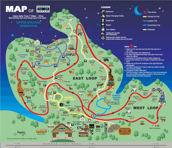 Singapore Zoo Night Safari Map
