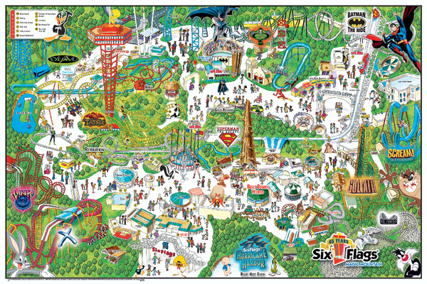 Six Flags Magic Mountain Theme Park Map