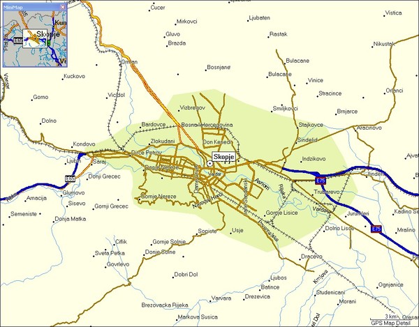 Skopje and vicinity Map