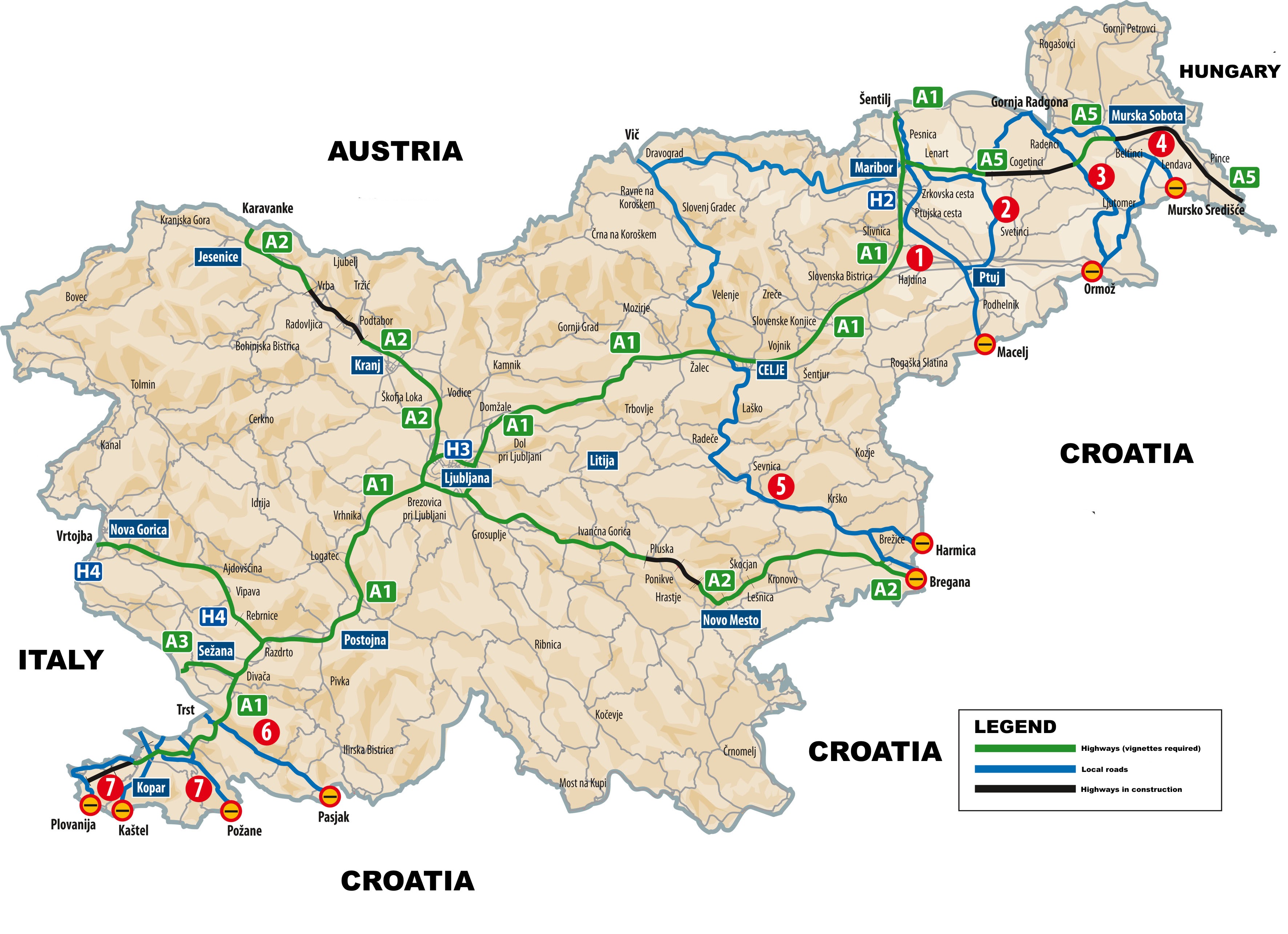 Slovenia Toll Roads Map Slovenia Highways Map - Slovenia • Mappery