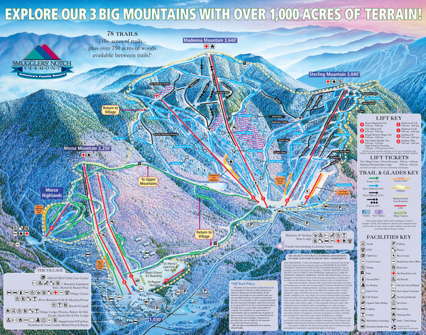 Smugglers’ Notch Resort Ski Trail Map