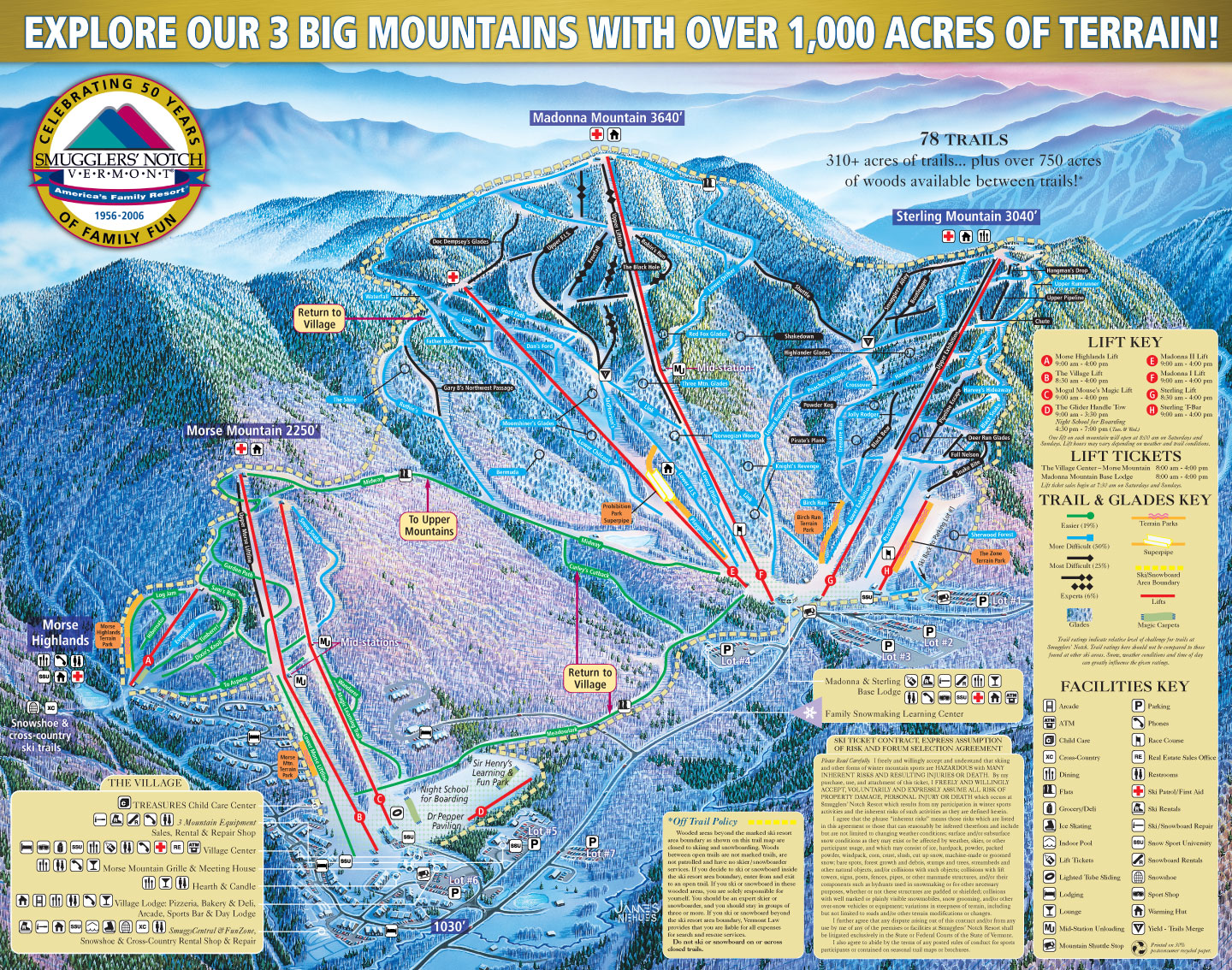Smugglers Notch Ski Trail map 200607 4323 Rte 108 05464 • mappery