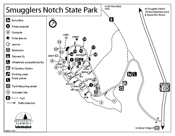 Smugglers Notch State Park Campground Map