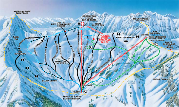 Snowbird Ski and Summer Resort Mineral Basin Ski Trail Map