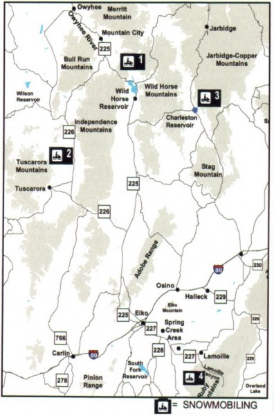 Snowmobiling Map, Elko County, Nevada