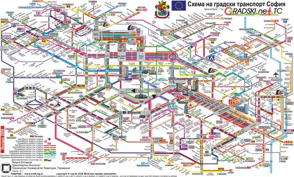 Sofia Public Transit Map (Bulgarian)