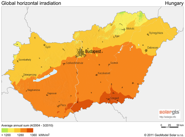Solar Radiation Map of Hungary