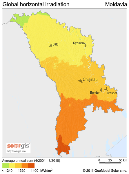 Solar Radiation Map of Moldova