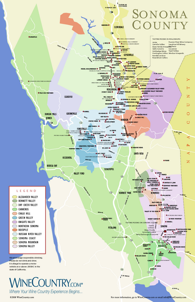 Sonoma Country Wine Map