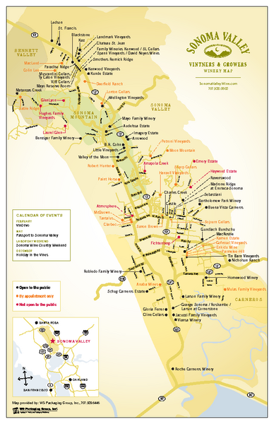 Sonoma Valley Winery Map