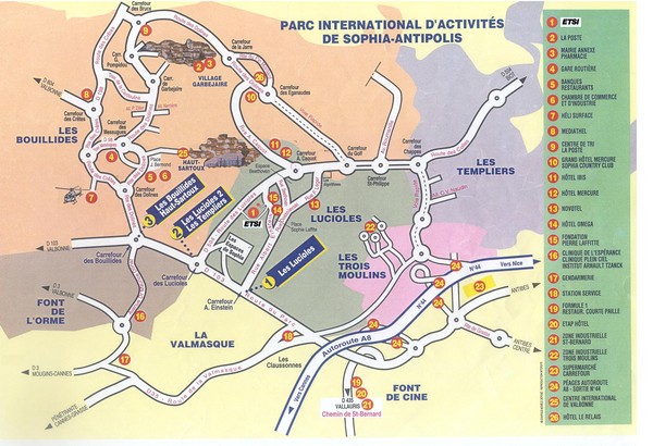 Sophia Antipolis Tourist Map