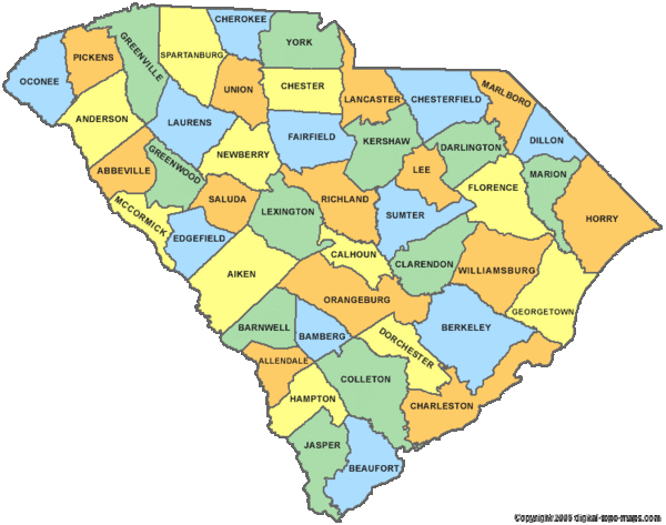 South Carolina Counties Map