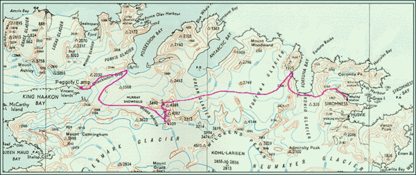 South Georgia Island Shackleton Route 1916 Map