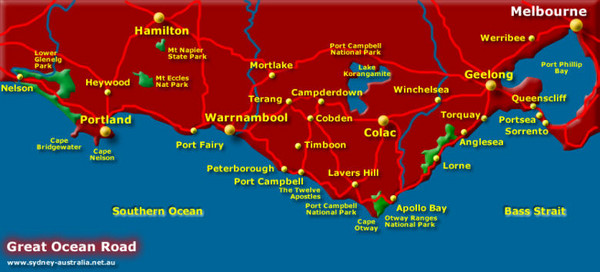 South Victoria, Australia Tourist Map