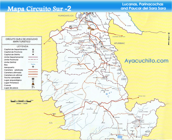 Southern Ayacucho Peru Tourist Map