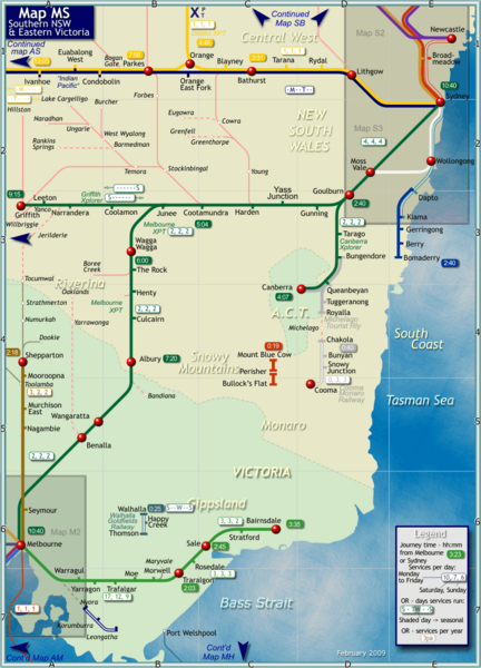 Southern New South Wales Rail Map