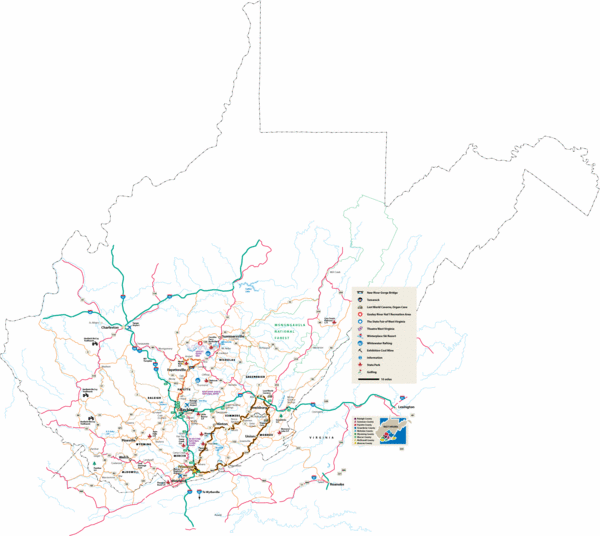 Southern West Virginia Tourist Map West Virginia • mappery
