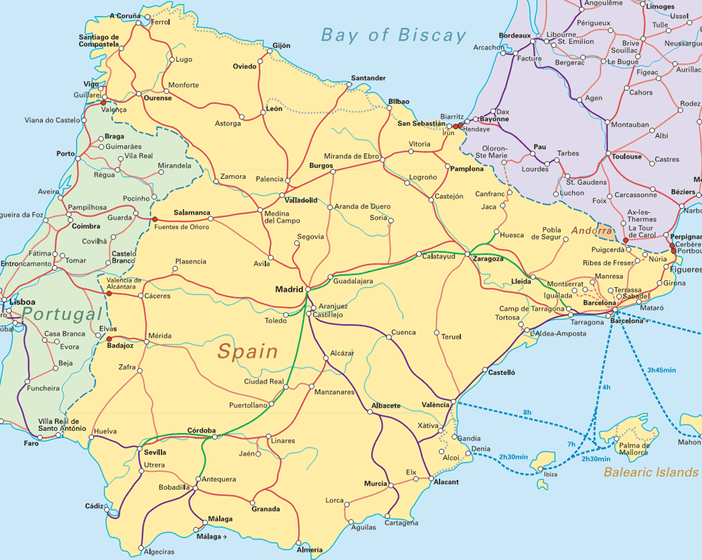 Spain Road Map Spain • mappery