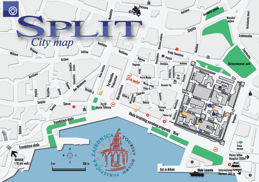 Split Tourist Map - Split Croatia • mappery