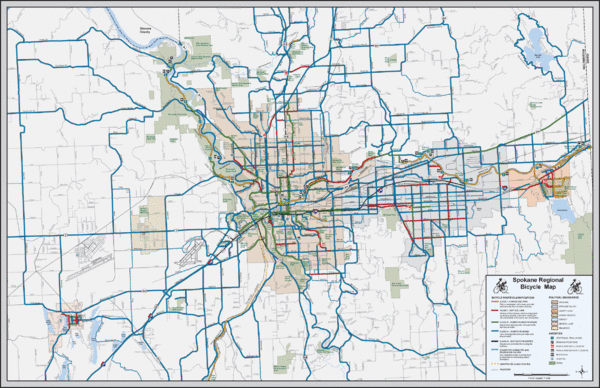 Spokane, Washington Bike Map