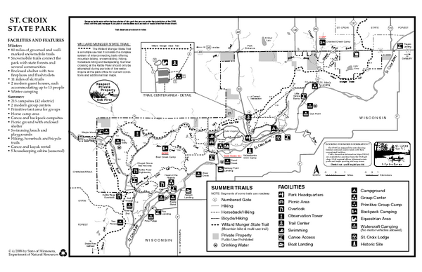 St. Croixs State Park Summer Map