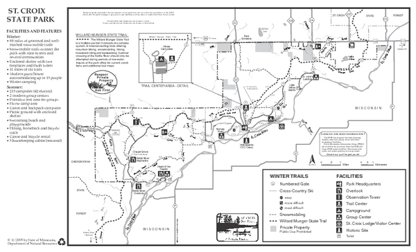 St. Croixs State Park Winter Map