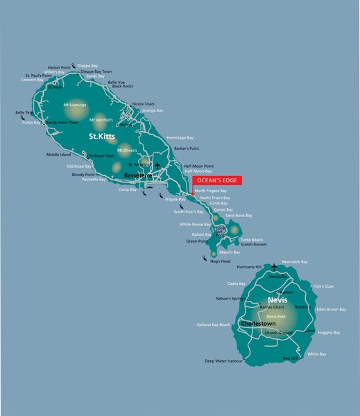 St. Kitts and Nevis dive sites Map