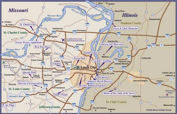 St. Louis, MO Tourist Map