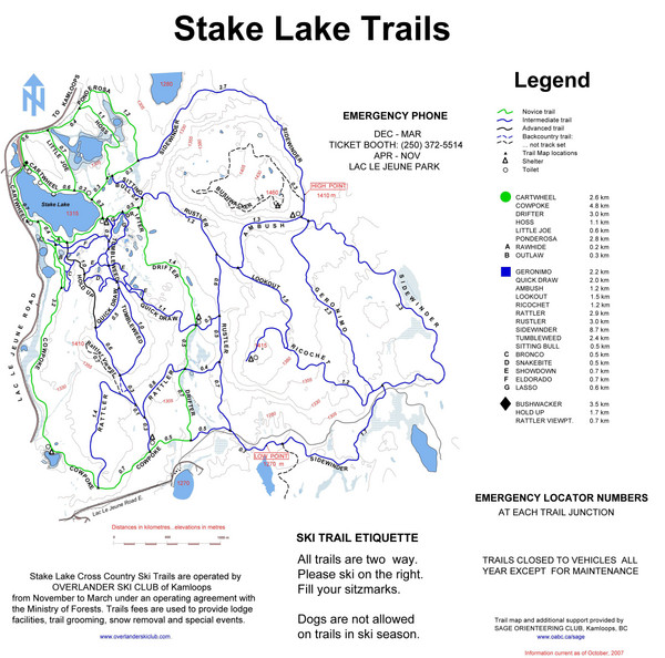 Stake Lake Nordic Ski Trail Map