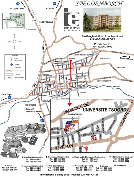 Stellenbosch University and Town Map