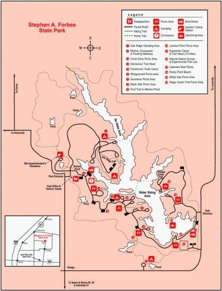 Stephen A. Forbes State Park, Illinois Site Map