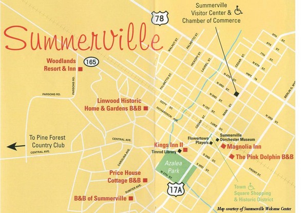 Summerville, South Carolina Tourist Map