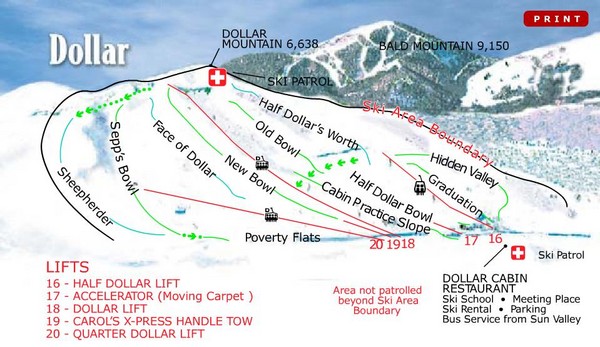 Sun Valley Idaho Trail Map Sun Valley—Bald Mountain Ski Trail Map - Ketchum Idaho United States •  Mappery