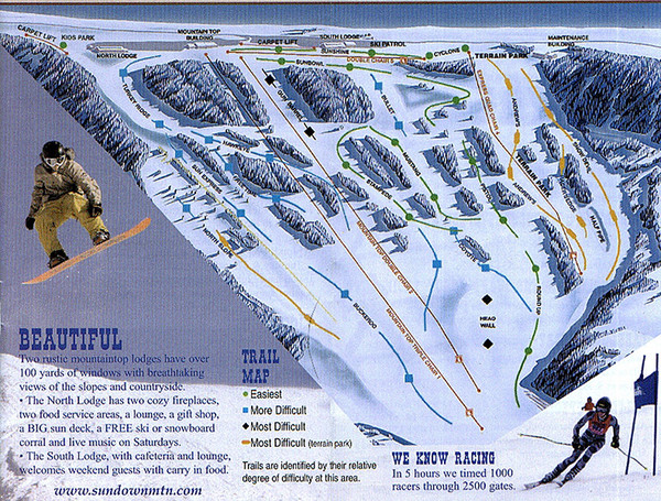 Sundown Mountain Ski Trail Map