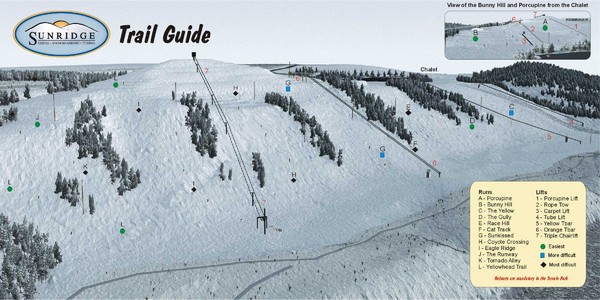 Sunridge Ski Area Ski Trail Map