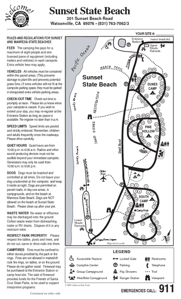 Sunset State Beach Campground Map